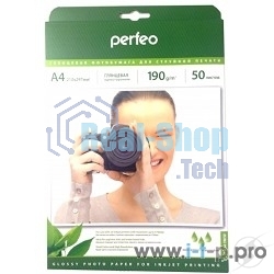 Бумага Perfeo PF-GLA4-190/50 Бумага Perfeo глянцевая, А4 190 г/м2, 50л