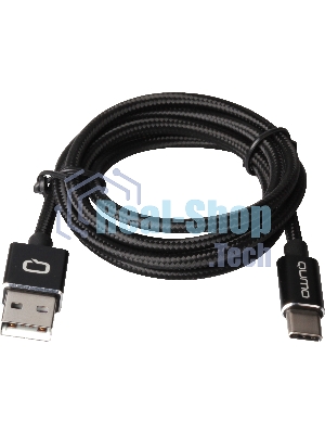 Кабель Qumo Type-С кабель, 1м, USB 2.0, 5В, 2А, 10Вт, PVC оплетка, PVC molded коннектор, черный