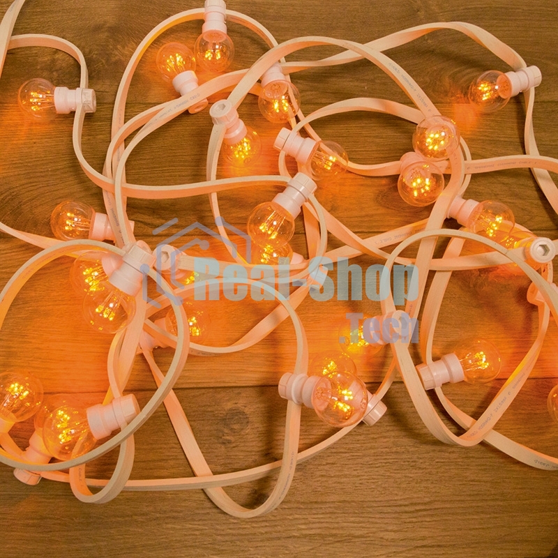 Гирлянда Neon-night LED Galaxy Bulb String 10м, белый каучук, 30 лампx6 LED желтый, влагостойкая IP65