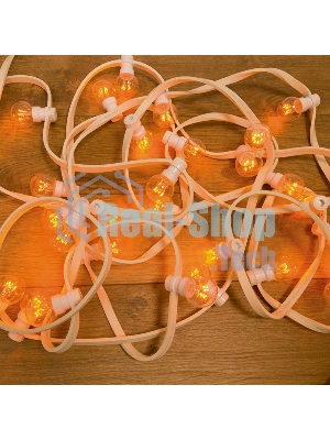 Гирлянда Neon-night LED Galaxy Bulb String 10м, белый каучук, 30 лампx6 LED желтый, влагостойкая IP65