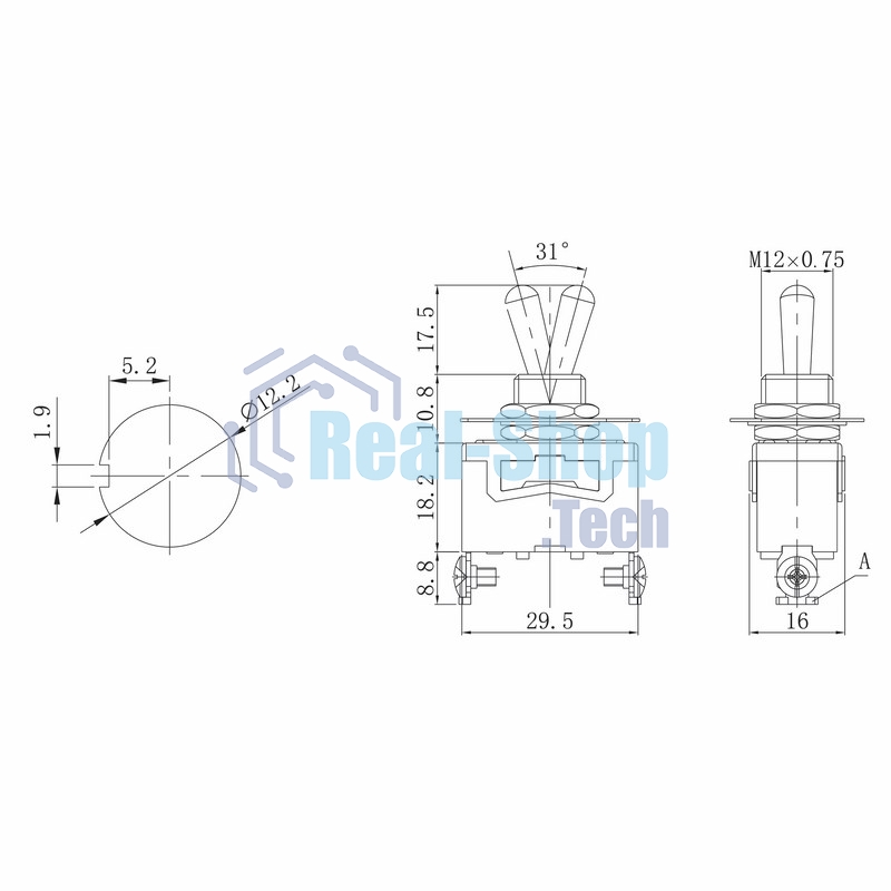 Тумблер Rexant 250V 15А (2c) ON-OFF однополюсный (KN-101) Индивидуальная упаковка 1 шт