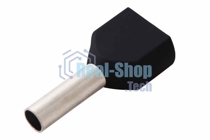 Наконечник штыревой втулочный изолированный Rexant F-8 мм 2х1.5 мм² (НШВи(2) 1.5-8/НГи2 1,5-8) черный