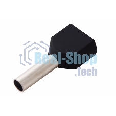 Наконечник штыревой втулочный изолированный Rexant F-8 мм 2х1.5 мм² (НШВи(2) 1.5-8/НГи2 1,5-8) черный