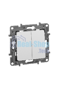 Переключатель 2-клавишный, 10AX, бел. ETIKA 