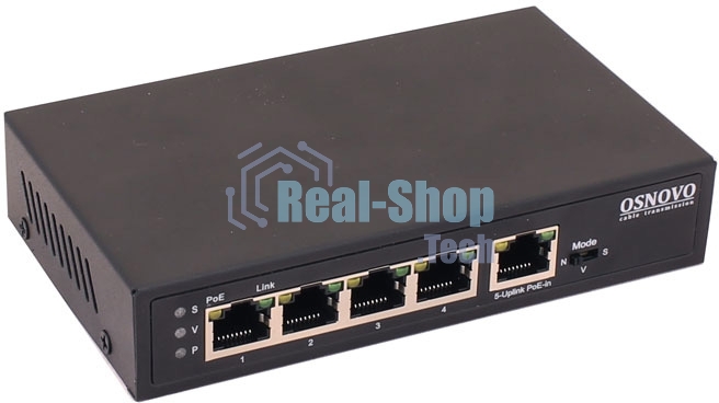 Коммутатор Osnovo SW-8050/D 5G 4PoE+ 90W неуправляемый