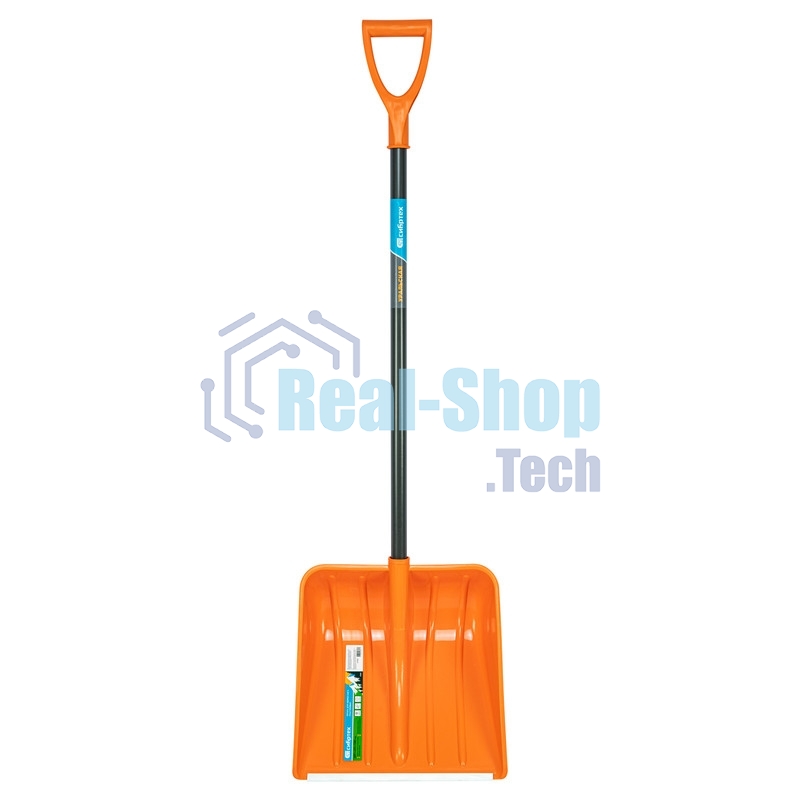 Лопата для уборки снега Сибртех пластиковая, 400х405х1380 мм, стальной черенок, усиленная