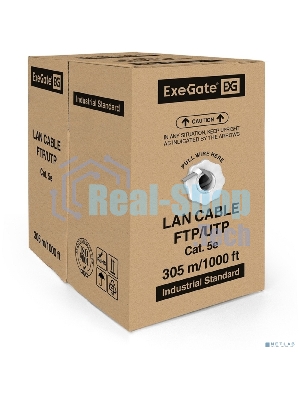 Кабель UTP 4 пары кат.5e Exegate медь, 305м pullbox, серый