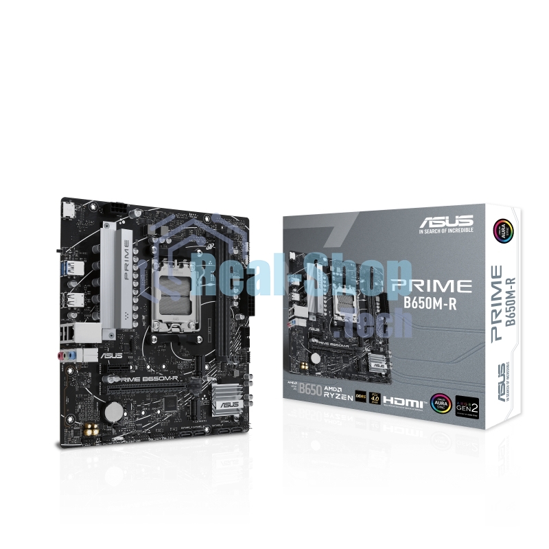 Материнская плата ASUS PRIME B650M-R, Socket AM5, AMD B650, 2xDDR5, 4xSATA, 2xM.2, 1xPCIe 4.0 x16, 1xPCIe x1, 1xHDMI, 1x 2.5Gb LAN, 2xUSB-A 3.2 Gen 1, 4xUSB-A 2.0, 3x3.5 мм, 7.1, mATX