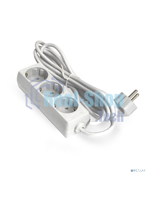 Удлинитель ExeGate ECE-3-3W (EX285806RUS), белый, 3 м, Евровилка с заземлением, 3 евророзетки с заземлением, 2200 Вт