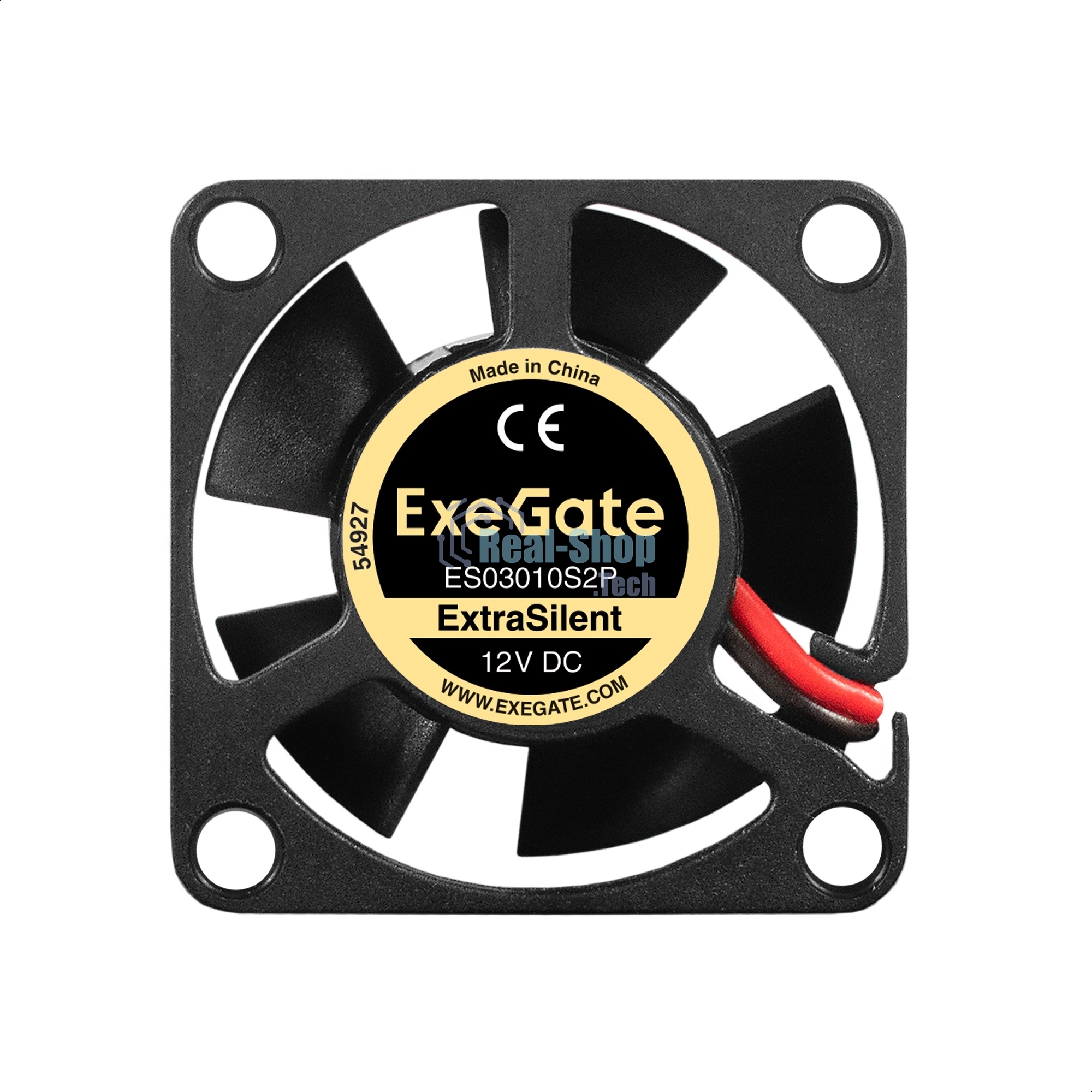 Вентилятор 12В DC ExeGate ExtraSilent ES03010S2P (30x30x10 мм, Sleeve bearing (подшипник скольжения), 2pin, 8000RPM, 18dBA)