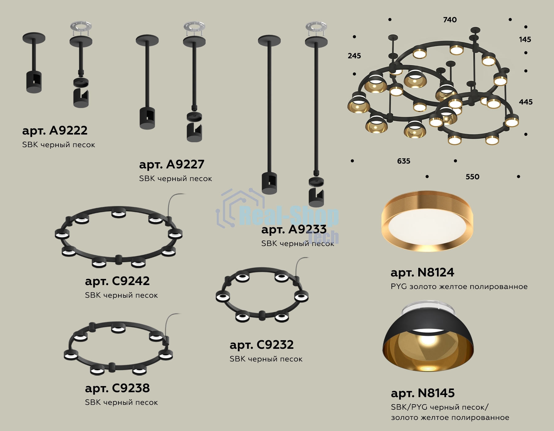Светильник Ambrella light XR92222001/22 SBK/PYG/CL черный песок/золото желтое полированное/прозрачный GX53