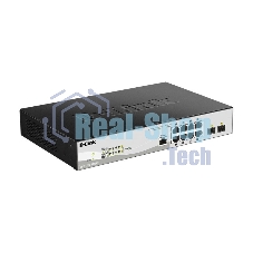 Коммутатор D-Link DGS-1210-10P/ME/B1A Управляемый 2 уровня с 8 портами 10/100/1000Base-T с поддержкой PoE и 2 портами 1000Base-X SFP