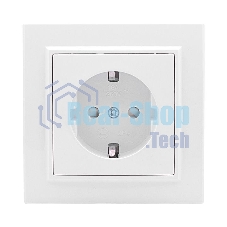 Розетка 1-местная СП с заземлением 16А белая с защ. штор. EKF Basic Минск