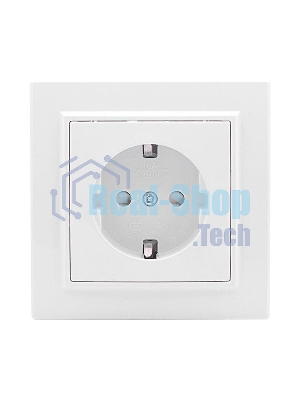 Розетка 1-местная СП с заземлением 16А белая с защ. штор. EKF Basic Минск