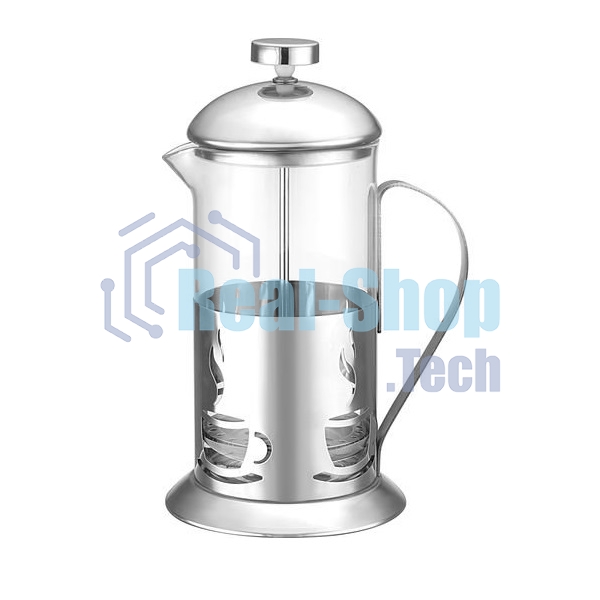 Френч-пресс MALLONY (кофе-пресс) стеклянный, 600 мл, в корп из нерж ст, ALITO