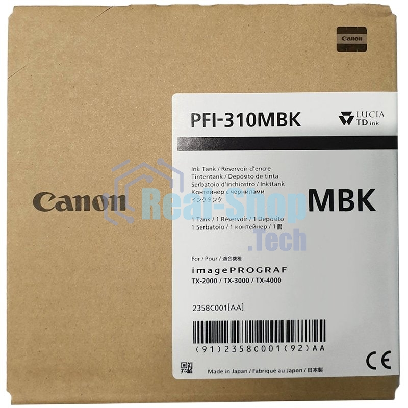 Картридж струйный Canon PFI-310 MBK 2358C001 черный матовый (330мл) для Canon TX-2000/TX-3000/TX-4000