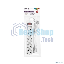 Сетевой фильтр CBR CSF 2505-3.0 White PC, 5 евророзеток, длина кабеля 3 метра, белый (пакет)