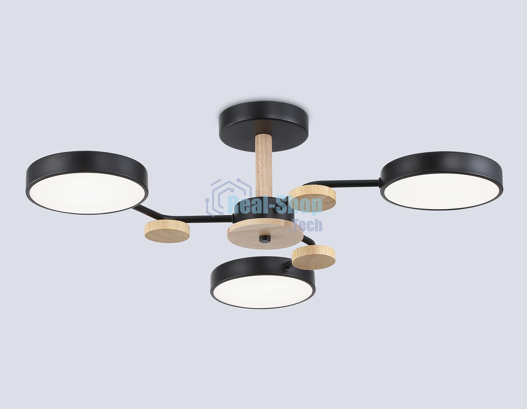 Светильник Ambrella light FL4857/3 BK/WD черный/дерево 54W 3000-6000K D660*170 (без ПДУ)