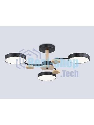 Светильник Ambrella light FL4857/3 BK/WD черный/дерево 54W 3000-6000K D660*170 (без ПДУ)