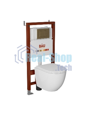 Комплект BAU 6 в 1: инсталляция BAU PRO, унитаз подвесной торнадо Bau Dream Hurricane-2, сиденье дюропласт микролифт, клавиша BAU Stil, бронза