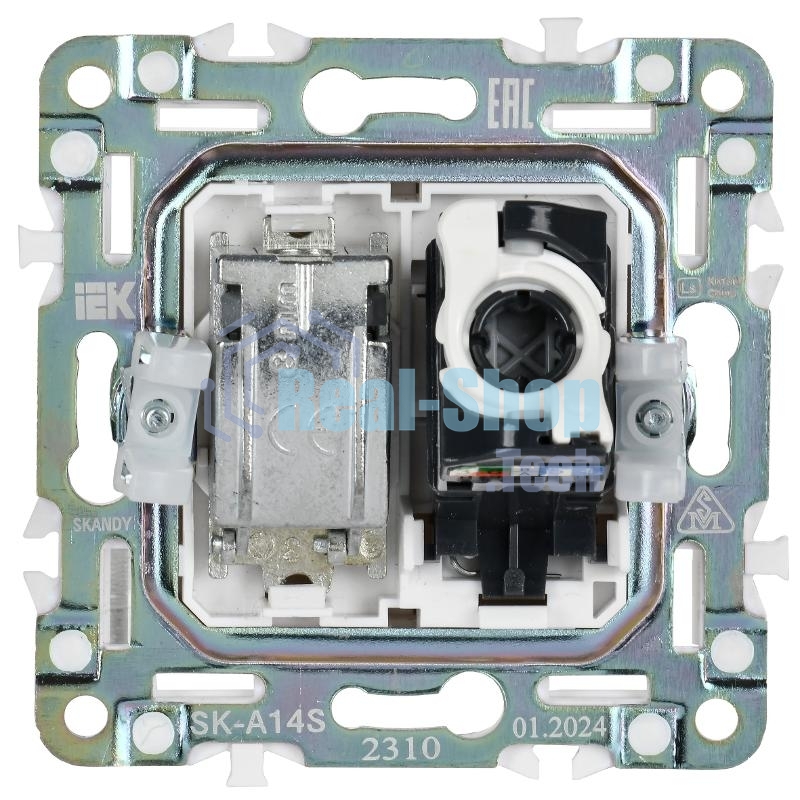 IEK SKANDY Серебряный Розетка двойная TV+RJ45 кат.5E SK-A14S