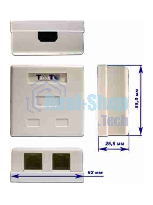 Розетка TWT (TWT-SM2-4512-WH) настенная 1 порт RJ-45 категории 5е и 1 порт RJ-12. UTP. белая