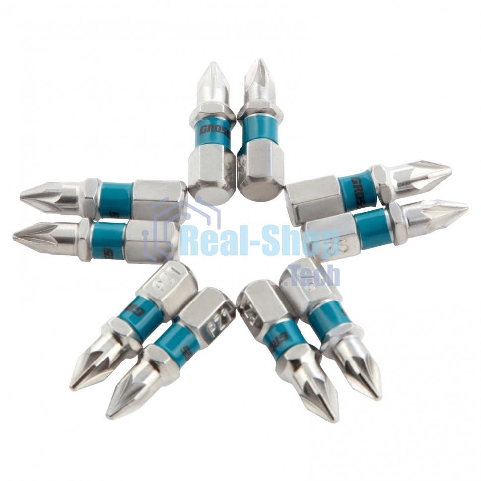 Набор бит Gross 11339 РZ1x25, сталь S2, 10 шт