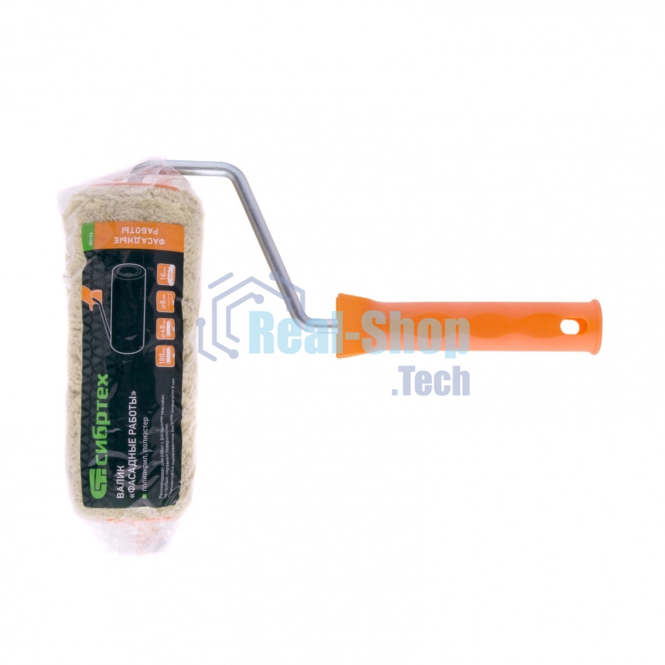 Валик Сибртех Фасадные работы, 180мм, ворс 18мм, D 48мм, D ручки 8мм, полиакрил, полиэстер