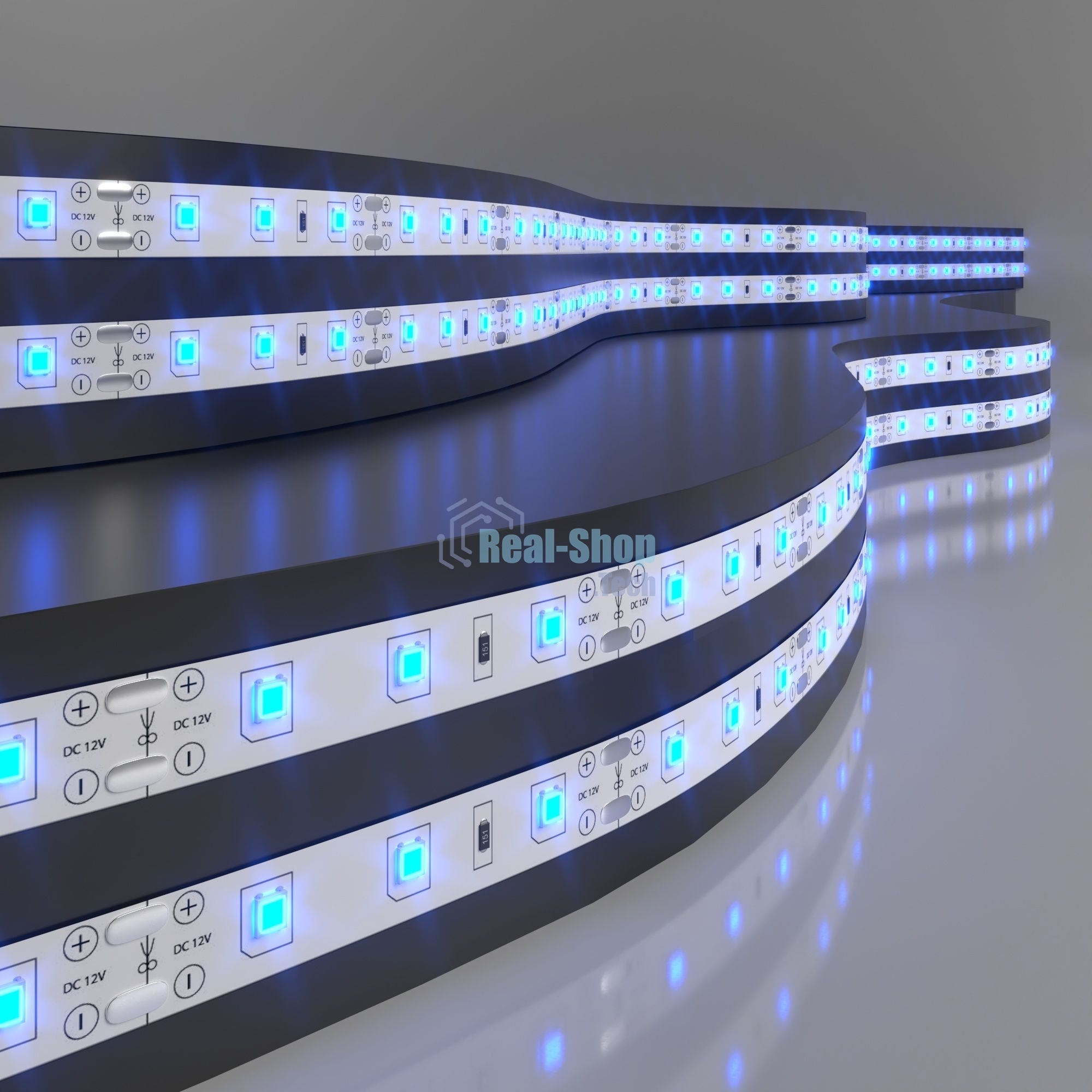 Лента светодиодная 2835 12V 60Led 4,8W IP20 / 60Led 4,8W IP20 синий
