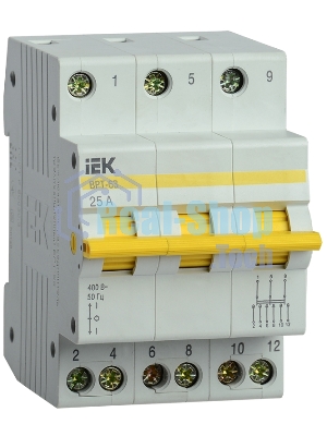 Выключатель-разъединитель трехпозиционный 3п ВРТ-63 25А IEK MPR10-3-025