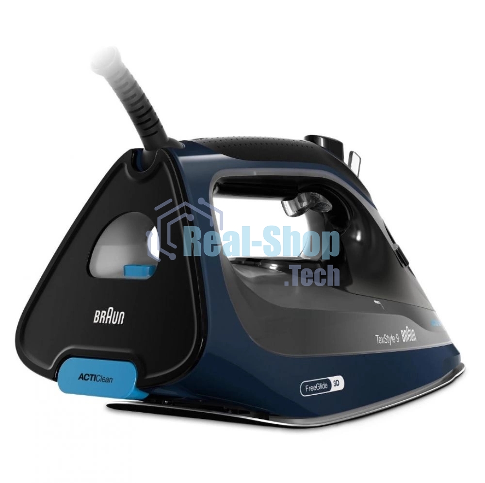 Утюг Braun SI9682DB черный/синий, 3200 Вт, 60 г/мин, 260 г/мин, 330 мл