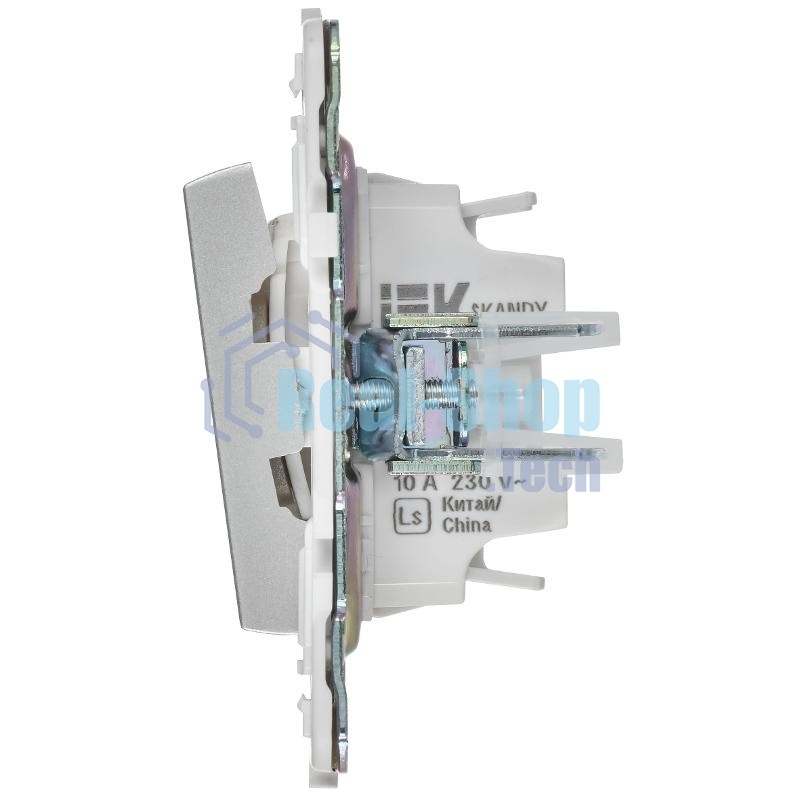 IEK SKANDY Серебряный Выключатель 2-клавишный 10А SK-V04S