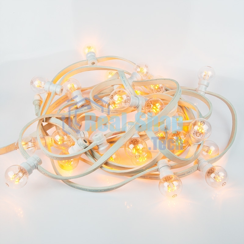 Гирлянда Neon-night LED Galaxy Bulb String 10м, белый каучук, 30 лампx6 LED желтый, влагостойкая IP65