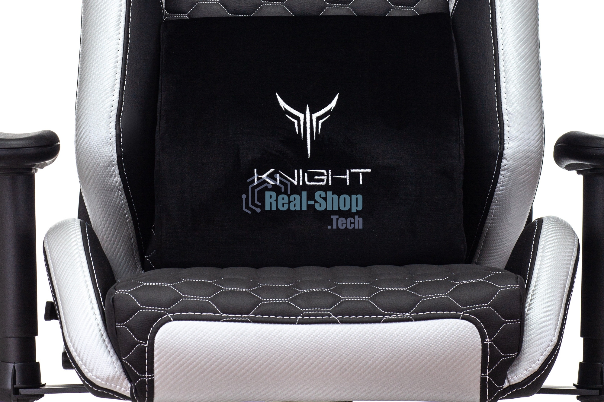 Кресло игровое Knight Neon черный/серебряный соты эко.кожа с подголов. крестовина металл