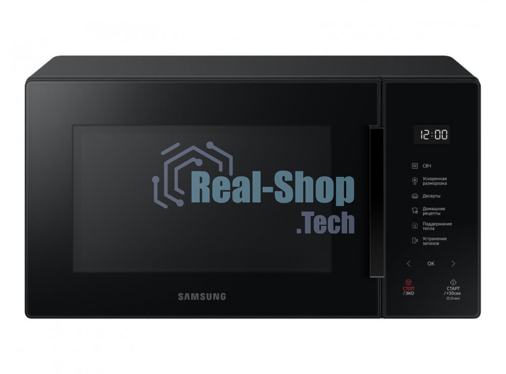Микроволновая печь Samsung MS23T5018AK/BW черный, 23 л, 800 Вт, переключатели - сенсор