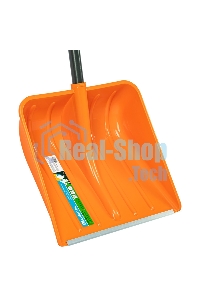 Лопата для уборки снега Сибртех пластиковая, 400х405х1380 мм, стальной черенок, усиленная