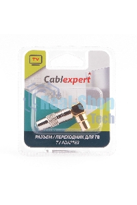 Разъем Cablexpert TVPL-07, TV (папа) позолоченный, латунь OD8.5, 90 градусов, блистер