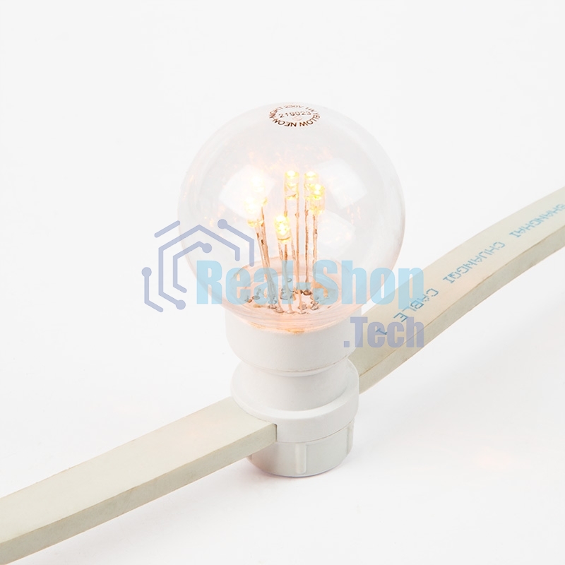 Гирлянда Neon-night LED Galaxy Bulb String 10м, белый каучук, 30 лампx6 LED желтый, влагостойкая IP65