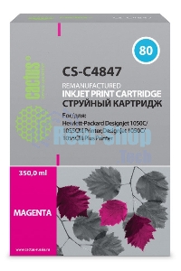 Картридж струйный Cactus CS-C4847 №80 пурпурный (350 мл.) для HP DesignJet 1050C/1055CM/1000