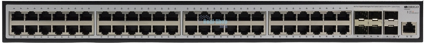 Коммутатор ORIGO Managed L3 Switch 48x1000Base-T PoE, 6x10Gbase-X SFP+, PoE Budget 370W, RJ45 Console, 19