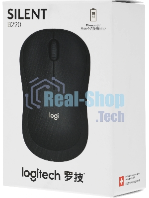 Мышь беспроводная Logitech B220 Silent черный, 1000 dpi, радиоканал, USB, кнопки - 3