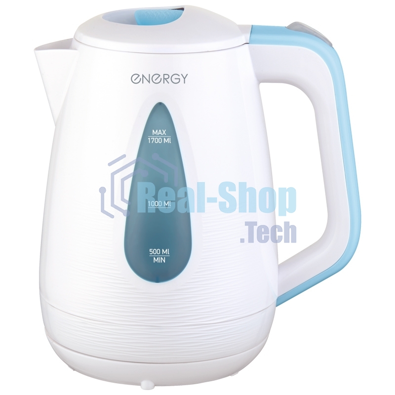 Чайник электрический Energy E-214 белый/голубой (1.7 л, диск)