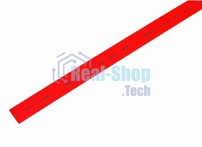 Термоусаживаемая трубка Rexant 10,0/5,0 мм, красная, упаковка 50 шт. по 1 м