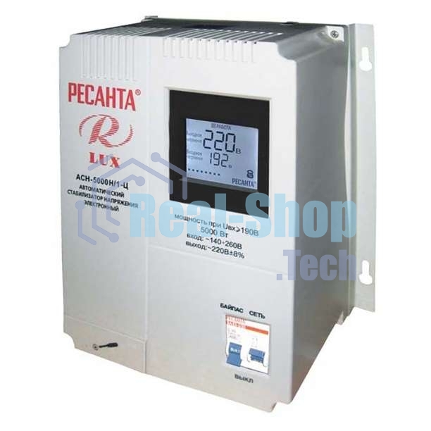 Стабилизаторы напряжения Ресанта АСН-5 000 Н/1-Ц 63/6/16 Стабилизатор Lux 220В±8%, Габариты 260х155х310, Вес 8кг