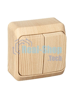 Выключатель 2-кл. ОП Этюд Дача 10А IP20 сосна SchE BA10-002D