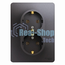 Розетка 2-м Glossa с заземл. в сборе графит SchE GSL001324