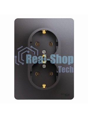 Розетка 2-м Glossa с заземл. в сборе графит SchE GSL001324