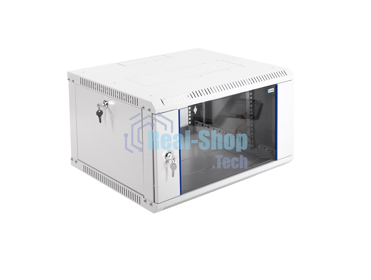 Шкаф телеком. настенный разборный 6U (600х520) дверь стекло (ШРН-Э-6.500) (1 коробка)