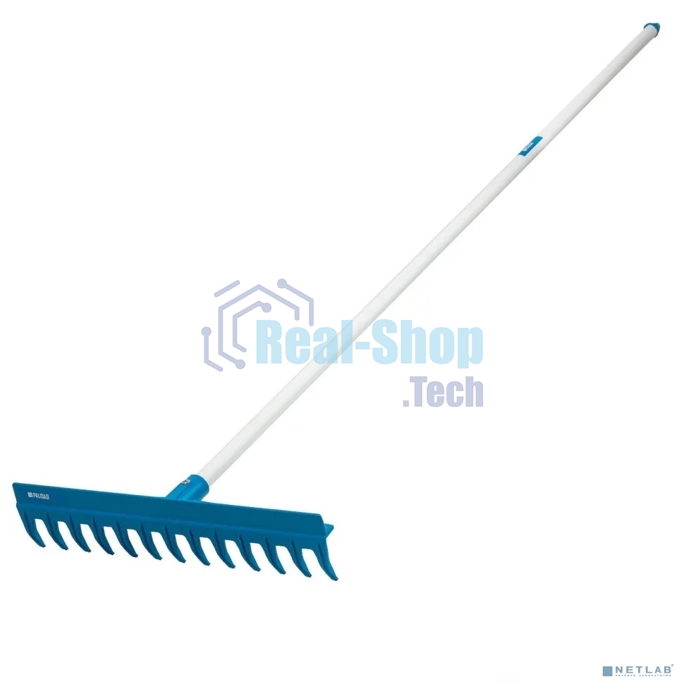 Грабли пластиковые, 430 мм, 13 прямых зубьев, усиленные, металлический черенок, LUXE Palisad