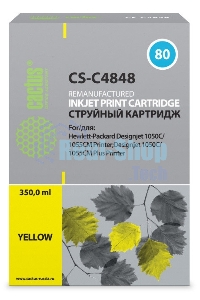 Картридж струйный Cactus CS-C4848 №80 желтый (350 мл.) для HP DesignJet 1050C/1055CM/1000